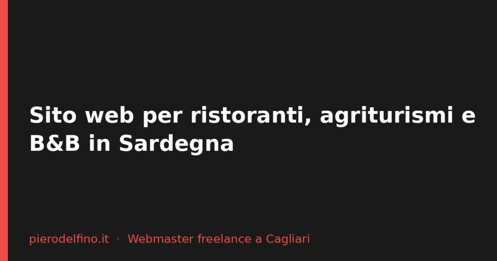 Sito web per ristoranti, agriturismi e B&B in Sardegna: come ricevere prenotazioni dirette (2026)